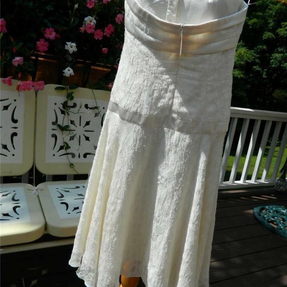 Zac Posen Textured Ivory Silk Chiffon Knee Length Cocktail Halter Dress, Size 2 - Picture 7 of 12